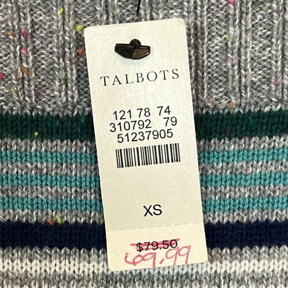 Talbots Gray Rainbow Stripe Sweater Boatneck Size XS NWT - Picture 5 of 8